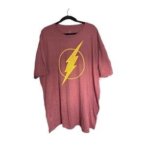 DC Comics The Flash Lightning Bolt Graphic T-Shirt Maroon Heather 3XL Mens Tee